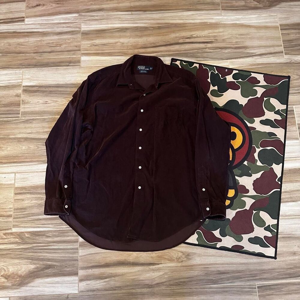 Polo Ralph Lauren brown cotton corduroy button-up shirt
